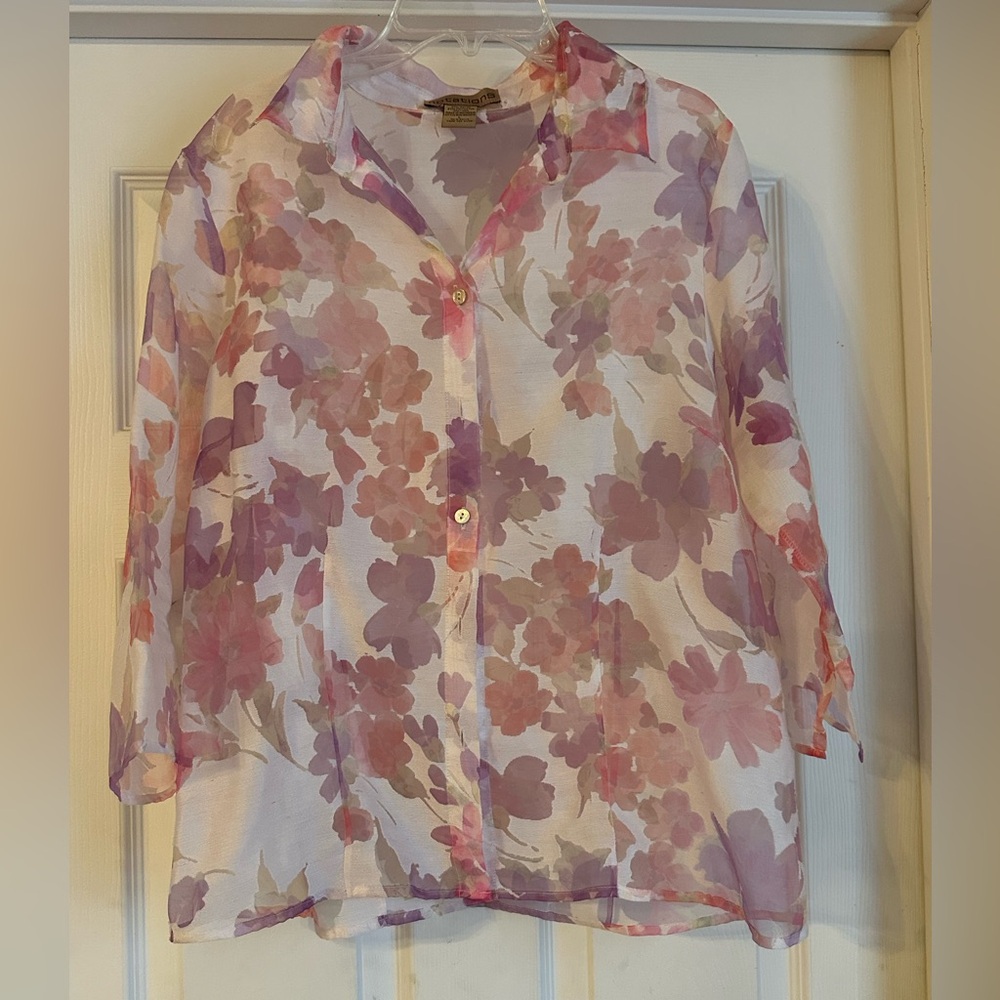 Notations Floral Sheer Blouse